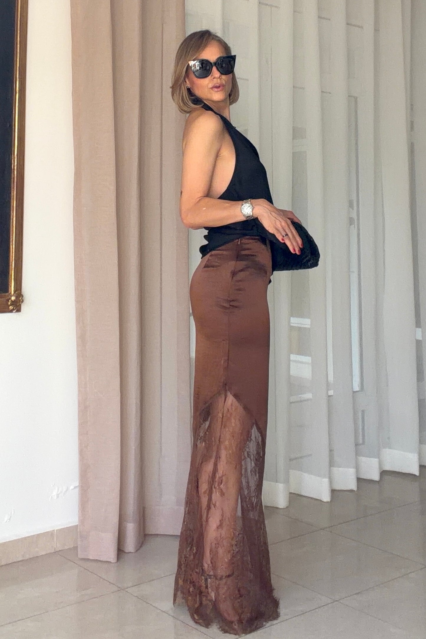 FALDA SATIN & ENCAJE