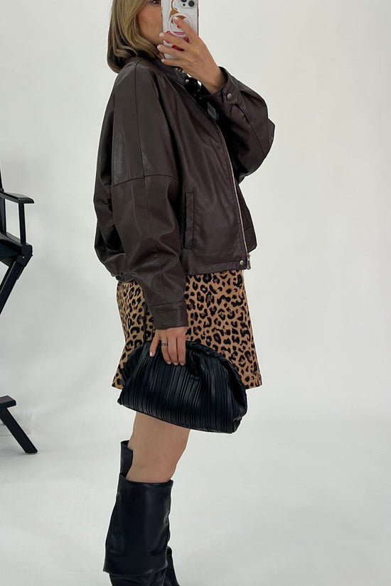 LEATHER-LOOK BOMBER JACKET