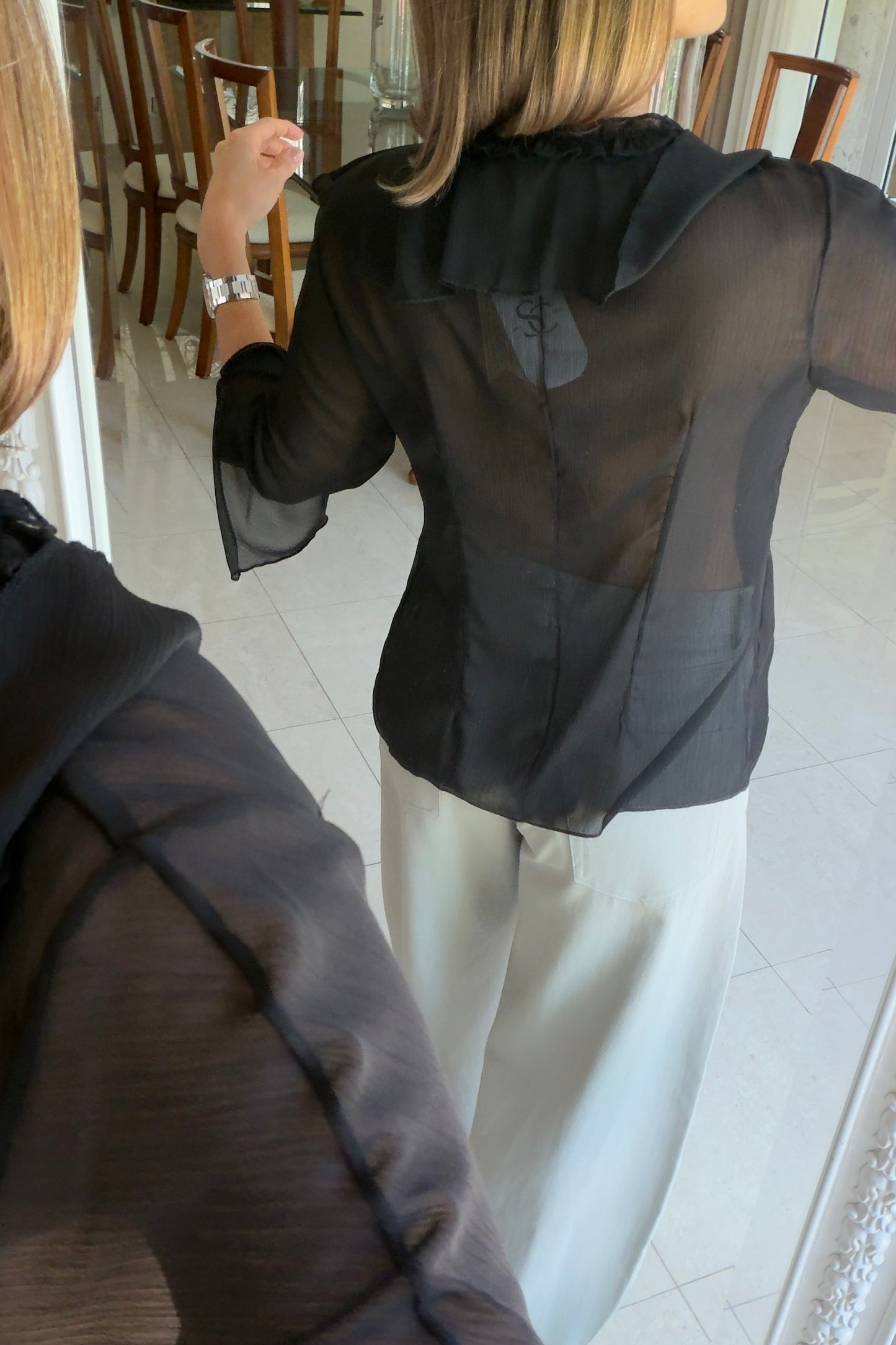 BLUSA ESCAROLA & TRANSPARENCIA