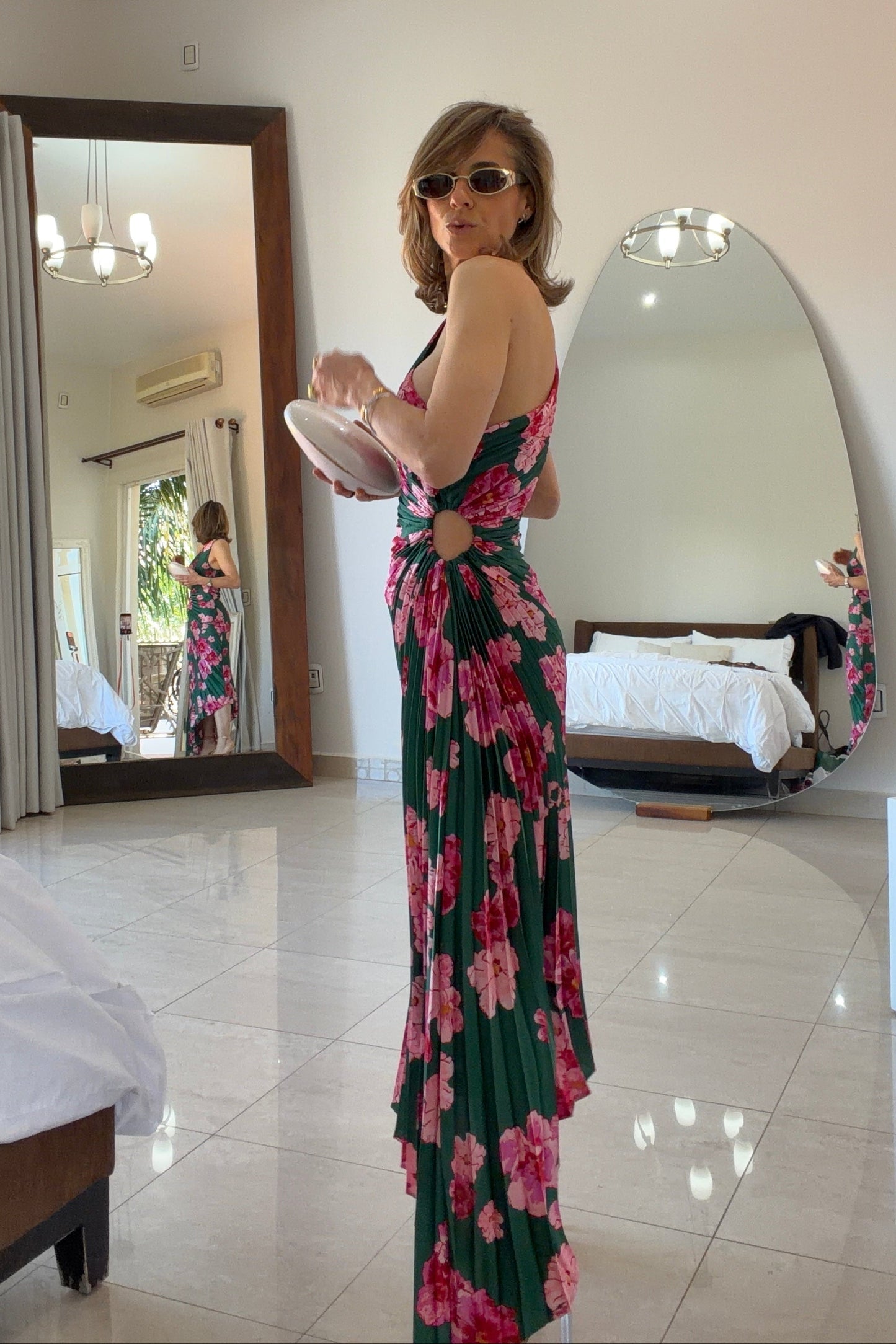 VESTIDO PLISADO ASIMETRICO