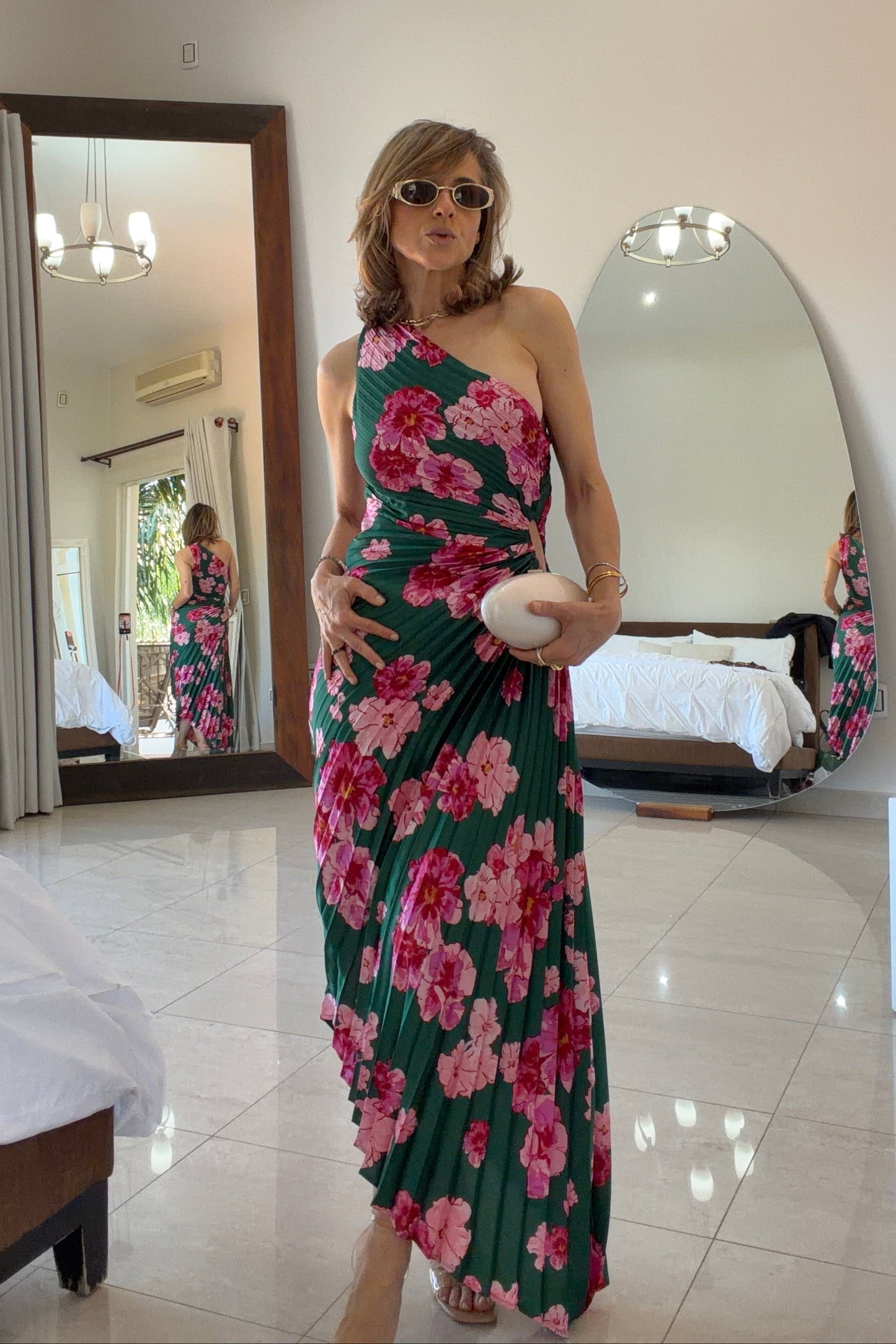 VESTIDO PLISADO ASIMETRICO