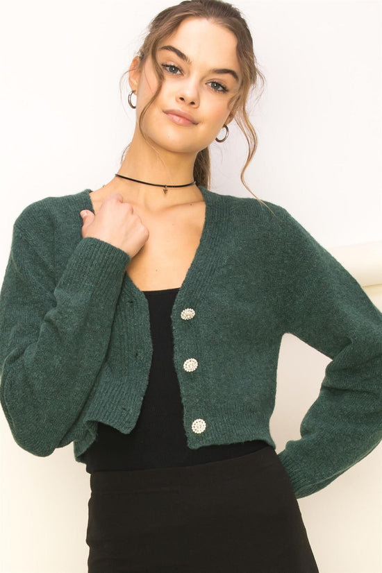 BUTTONED CARDIGAN WITH BEADS