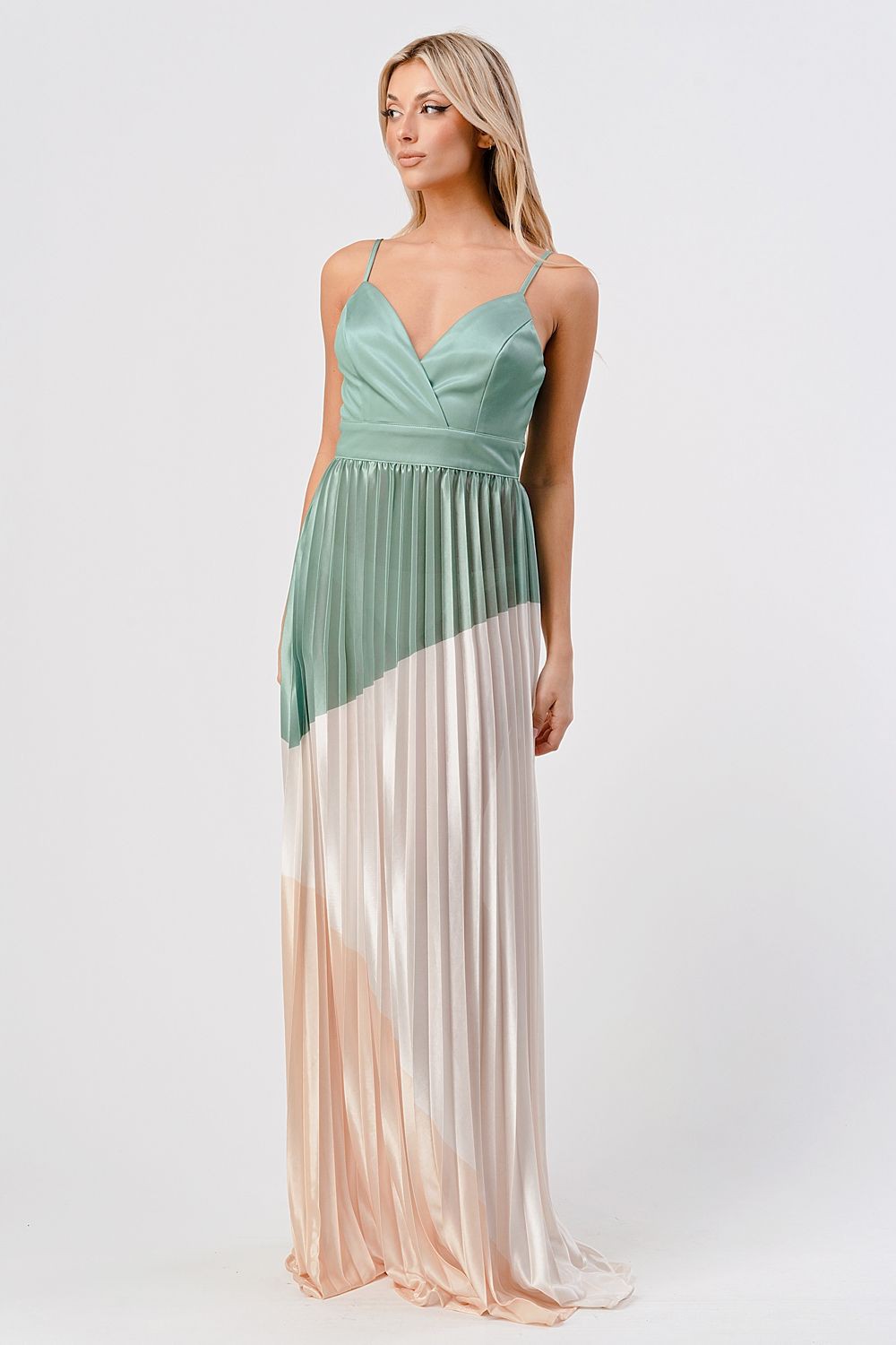 Load image into Gallery viewer, SATIN PLEATED DRESS

