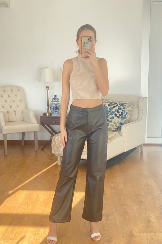 LEATHER-EFFECT TROUSERS