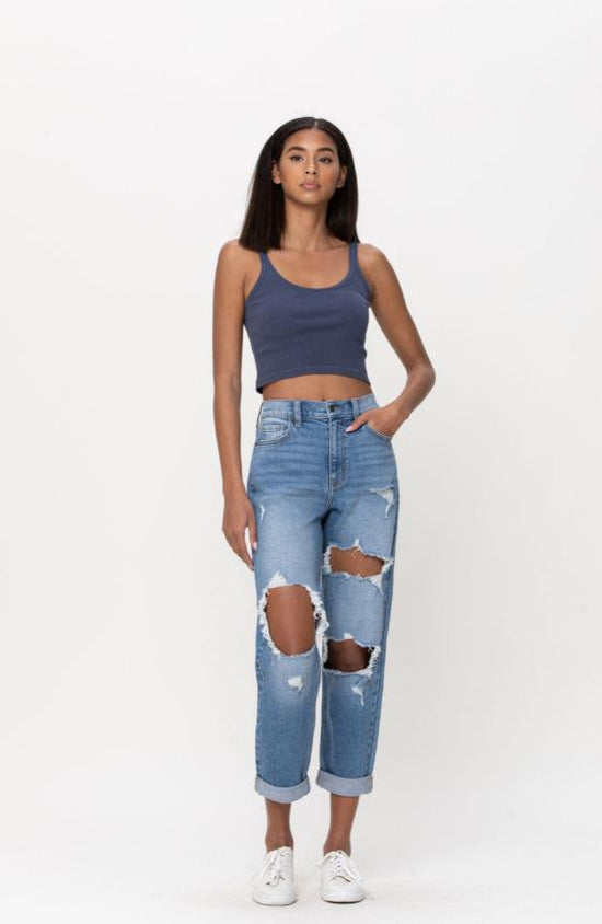 MOM RIPPED JEANS