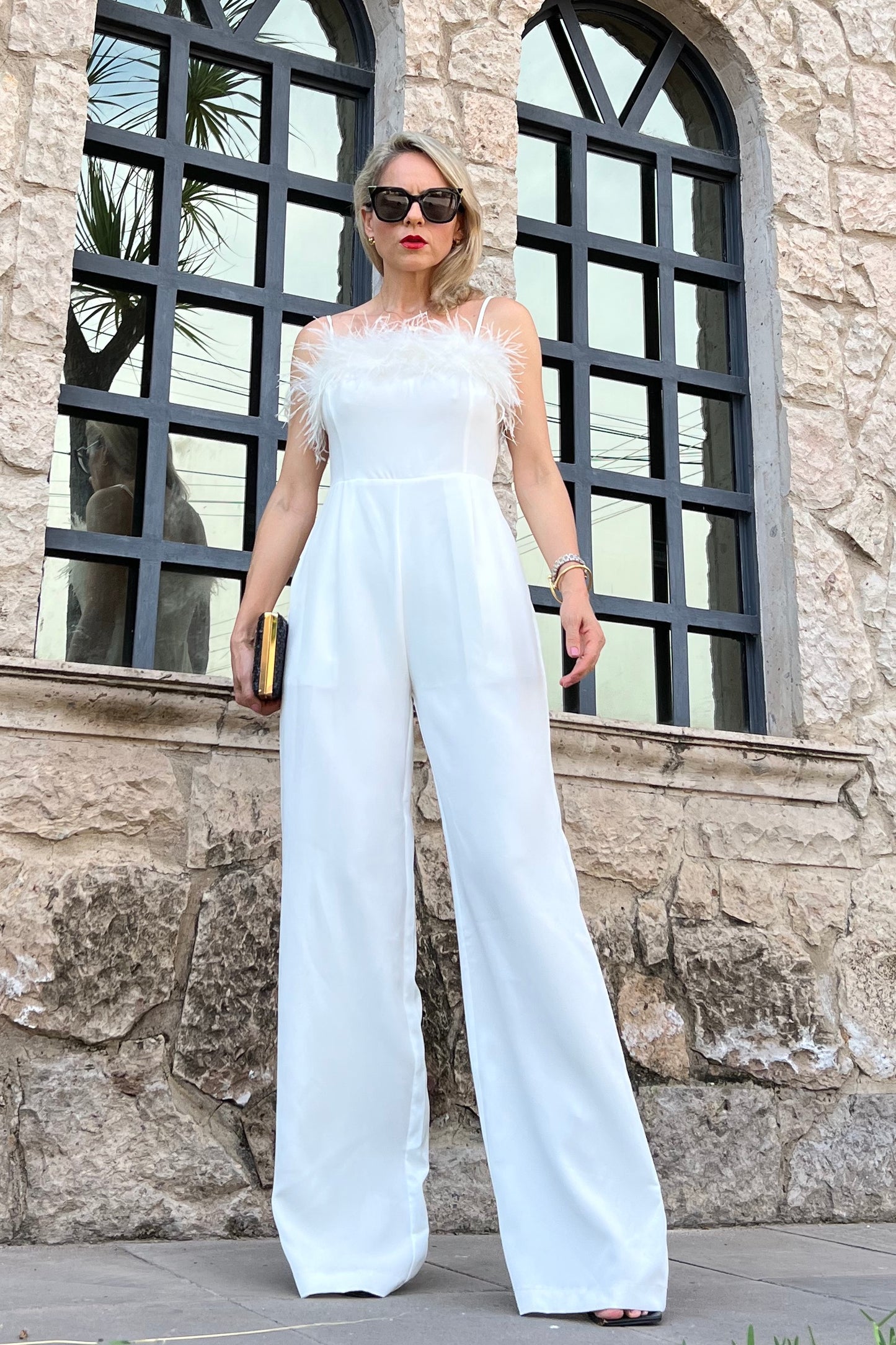 JUMPSUIT WITH FEATHER DETAIL