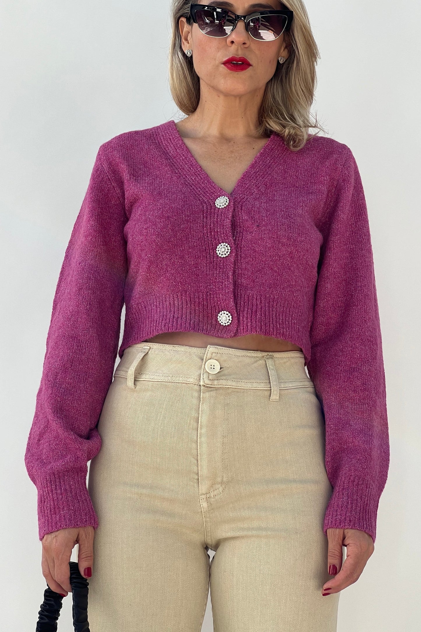 BUTTONED CARDIGAN WITH BEADS