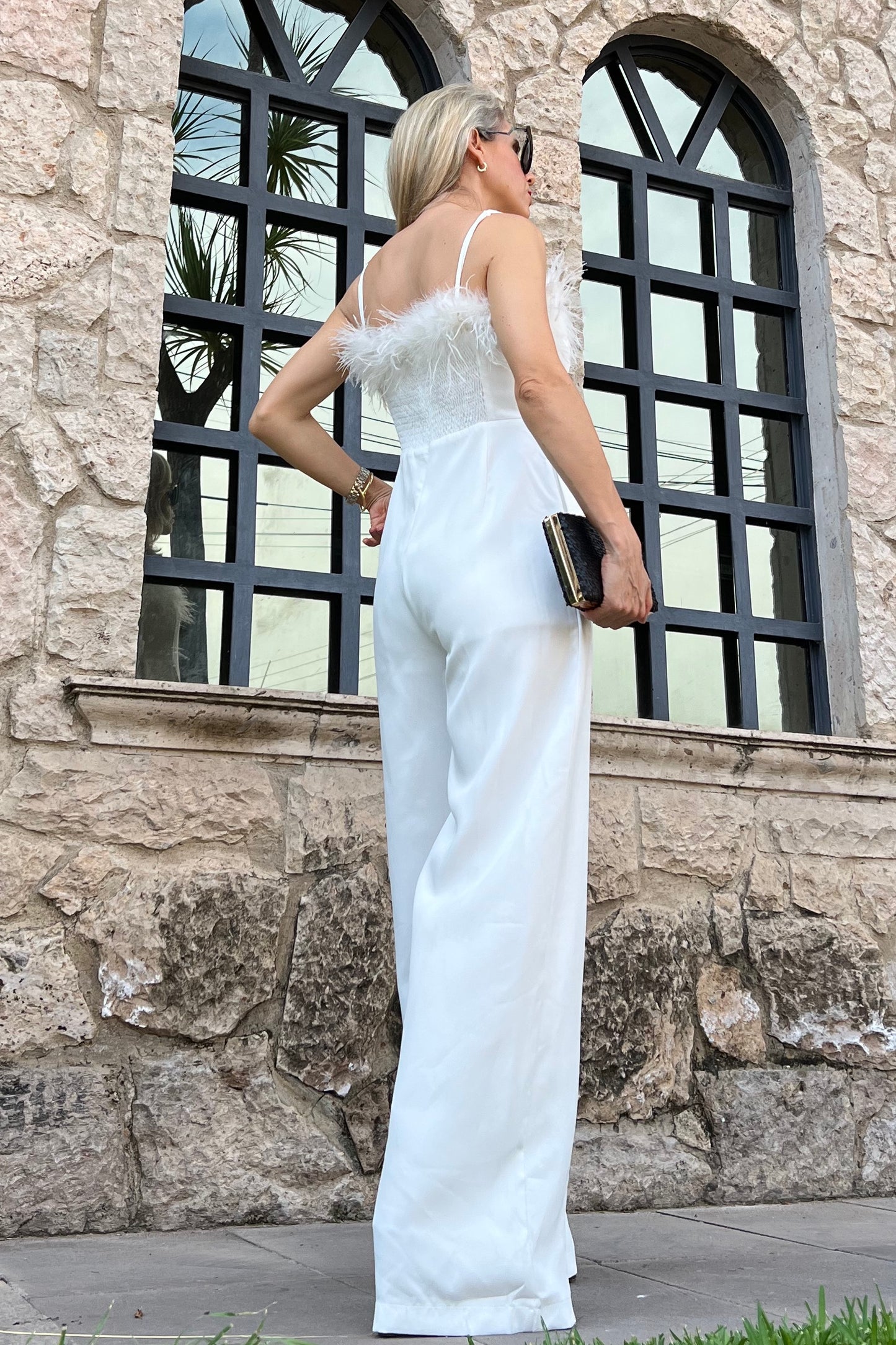 JUMPSUIT WITH FEATHER DETAIL