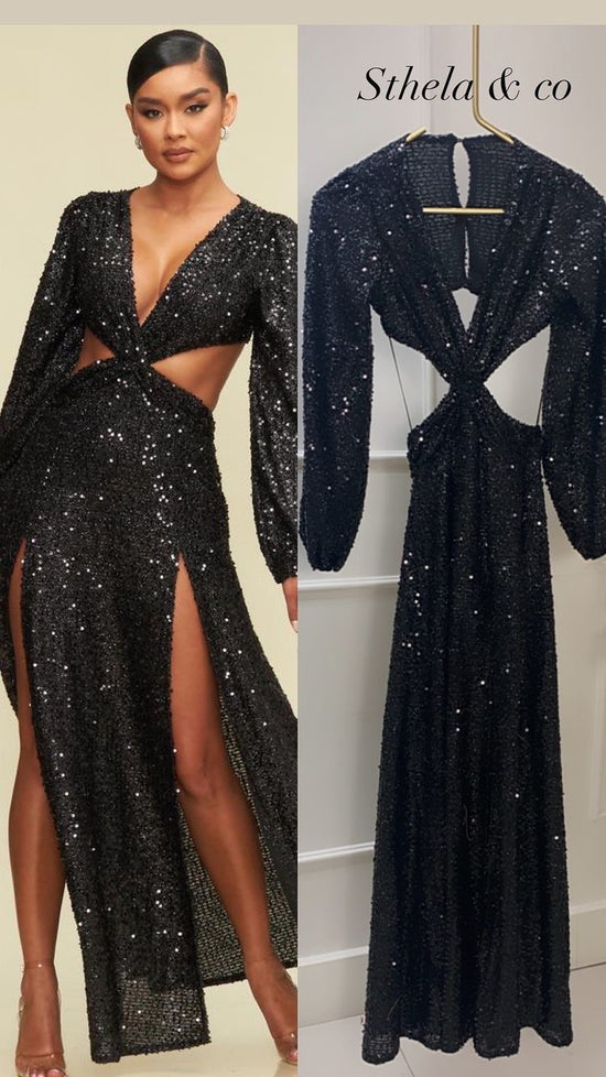 Load image into Gallery viewer, SEQUIN CUT OUT DRESS
